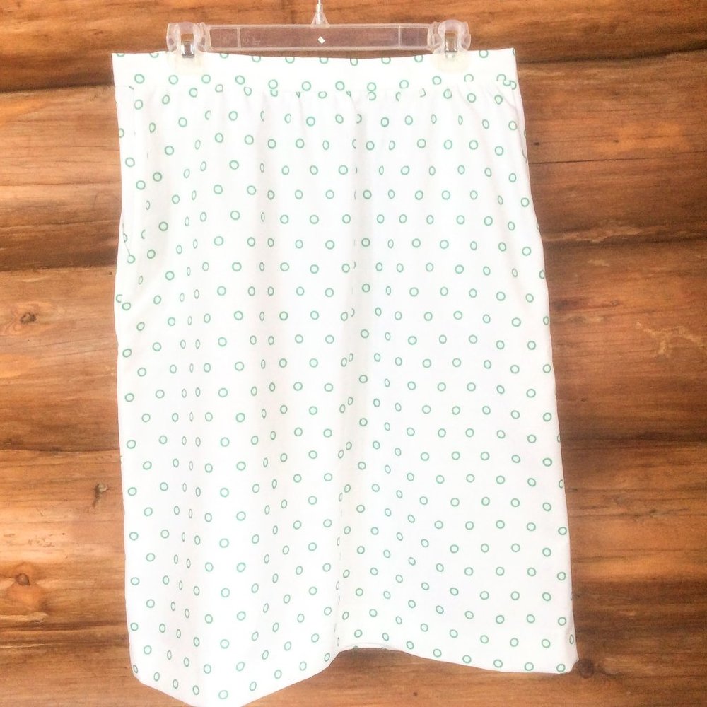 Vintage Donovan Galvani of Dallas 80s 90s Pencil Skirt 16 Pockets White Green